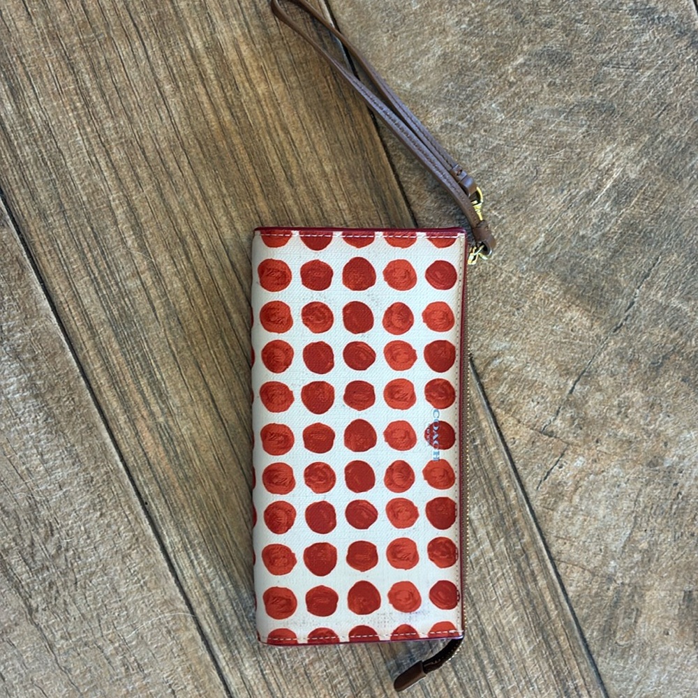 Coach Bleeker Coated Canvas Painted Dot Zippy Wristlet